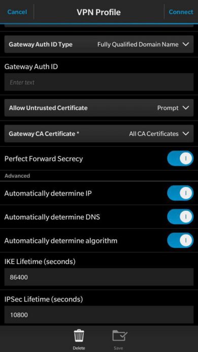 آموزش اتصال به سرویس IKev2 در بلک بری